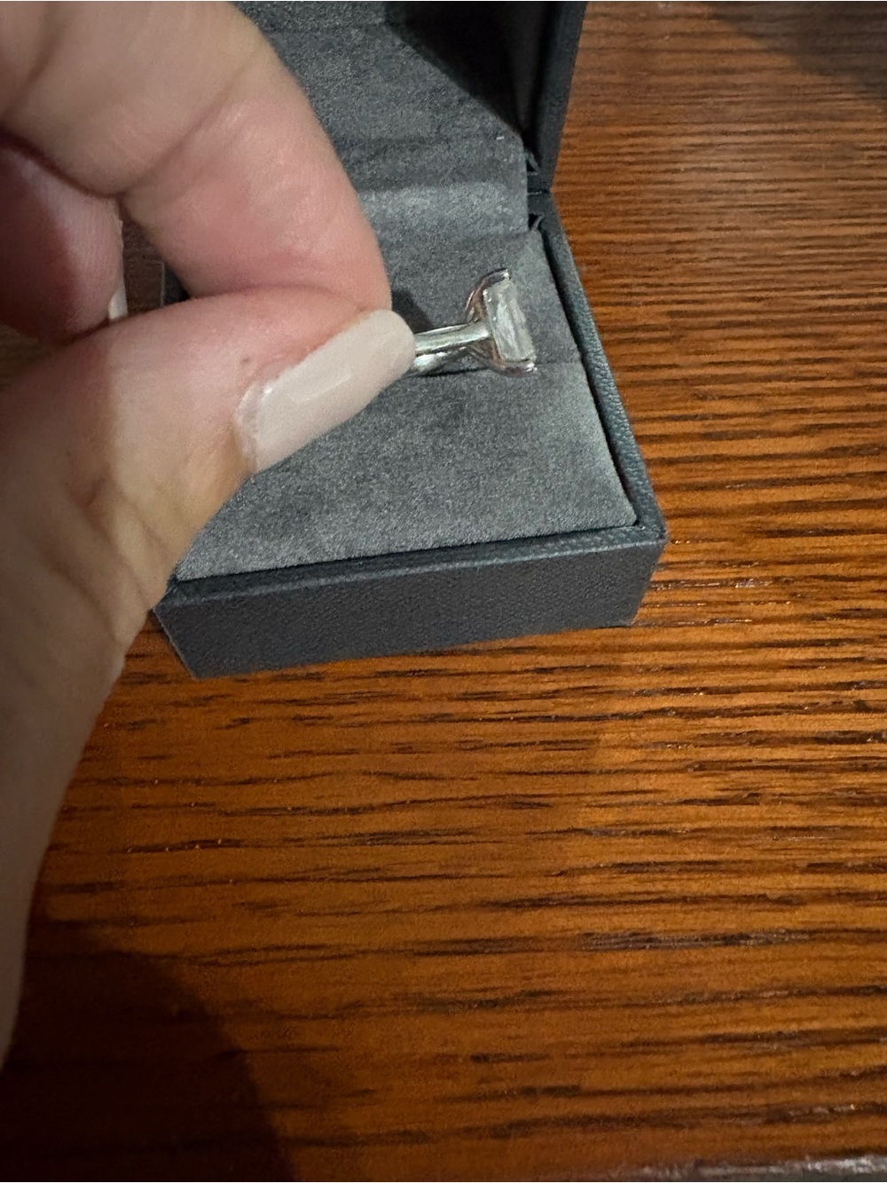 Platinum 2 ct radiant Cut lab diamond with partial halo Engagement Ring - White - Picture 2 of 16